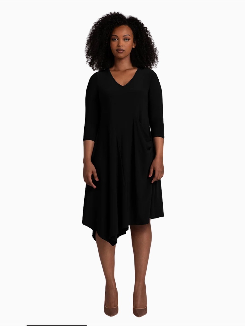 SYMPLI Slant Pocket Dress Black Asymmetrical Minimalist Preppy size 12
